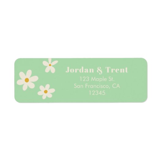 Green Daisy Return Address Label (Vorne)