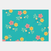 Green Daisy Vintag Bouquet Pattern Geschenkpapier Set (Vorderseite 3)