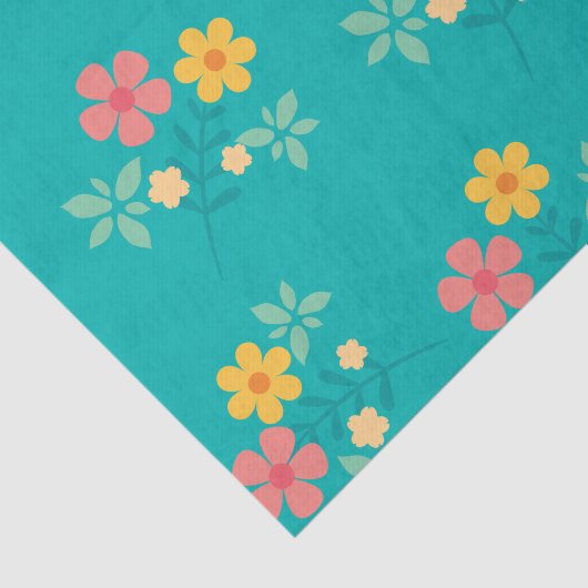 Green Daisy Vintag Bouquet Pattern Seidenpapier (Ausschnitt)