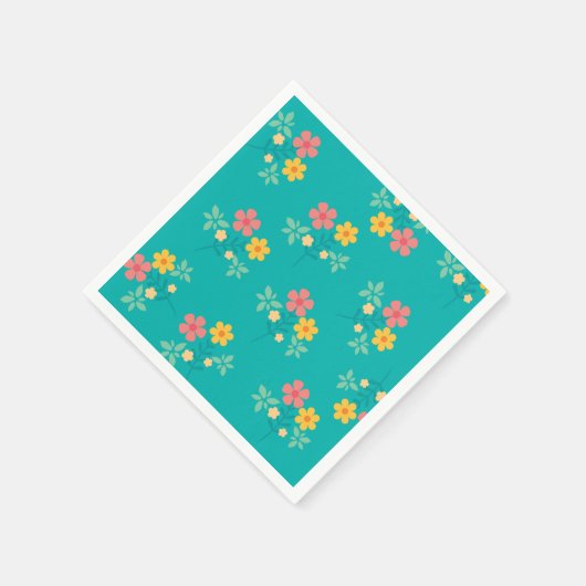 Green Daisy Vintag Bouquet Pattern Serviette (Ecke)