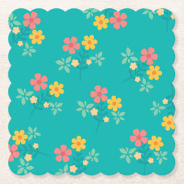 Green Daisy Vintag Bouquet Pattern Untersetzer