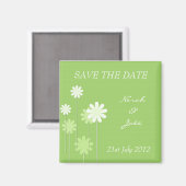 Green Daisy Wedding Save the Date Magnet (Vorderseite/Rückseite)