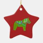 Green Dala Horse # 6 Sterne Ornament (Vorne)