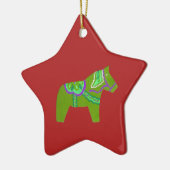 Green Dala Horse # 6 Sterne Ornament (Links)
