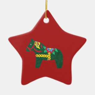 Green Dala Horse Star Ornament