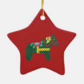 Green Dala Horse Star Ornament (Hinten)