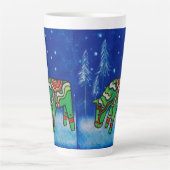 Green Dala Horse Whimsical Art Milchtasse (Vorderseite)