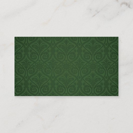 Green Damask Agent Business Card Visitenkarte (Rückseite)