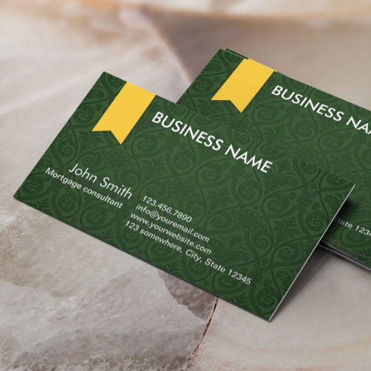 Green Damask Agent Business Card Visitenkarte