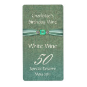 Green Damask Birthday Wine Labels (Vorne)