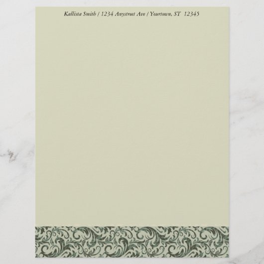 Green Damask Border Briefbogen (Vorderseite)