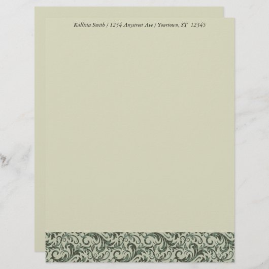 Green Damask Border Briefbogen (Vorne/Hinten)