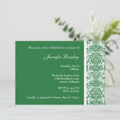 Green Damask Bridal Dusche Einladung (Stehend Vorderseite)