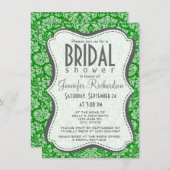 Green Damask Einladung (Vorne/Hinten)