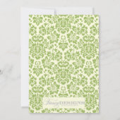 Green Damask Geburtserklärung Ankündigung (Rückseite)