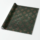 Green Damask Gold Eleganter Vintager Urlaub Geschenkpapier (Ungerollt)