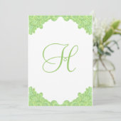 Green Damask Hochzeitseinladungen Einladung (Stehend Vorderseite)