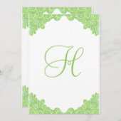 Green Damask Hochzeitseinladungen Einladung (Vorne/Hinten)