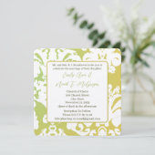 Green Damask Hochzeitseinladungen Einladung (Stehend Vorderseite)