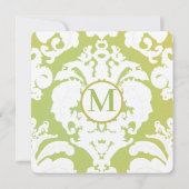 Green Damask Hochzeitseinladungen Einladung (Rückseite)