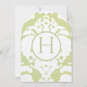 Green Damask Hochzeitseinladungen Einladung (Rückseite)