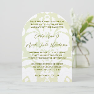 Green Damask Hochzeitseinladungen Einladung