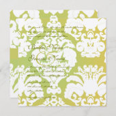 Green Damask Hochzeitseinladungen Einladung (Vorne/Hinten)