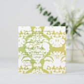 Green Damask Hochzeitseinladungen Einladung (Stehend Vorderseite)