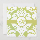 Green Damask Hochzeitseinladungen Einladung (Rückseite)