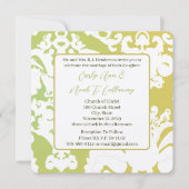 Green Damask Hochzeitseinladungen Einladung (Vorderseite)