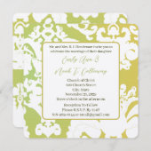Green Damask Hochzeitseinladungen Einladung (Vorne/Hinten)