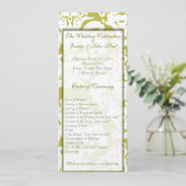 Green Damask Hochzeitseinladungen Programm (Stehend Vorderseite)