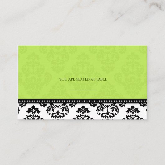 Green Damask Hochzeitskarten Platzkarte (Vorderseite)