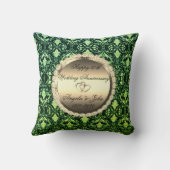 Green Damask Hört 50. Hochzeitstag Kissen (Rückseite)