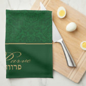 Green Damask Kosher Kitchen Handtuch Neutral Parve (Viertel Falte)