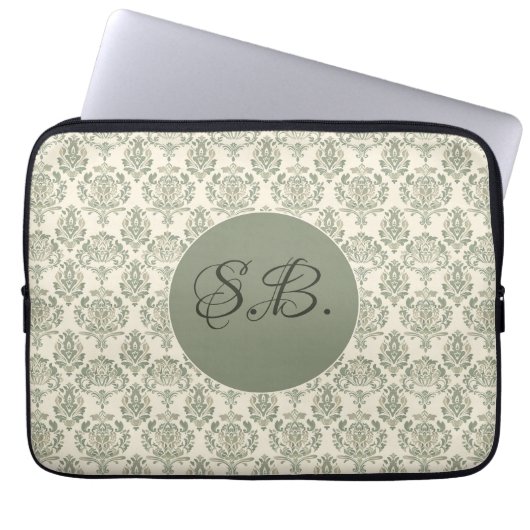 Green Damask Laptopschutzhülle (Vorderseite)