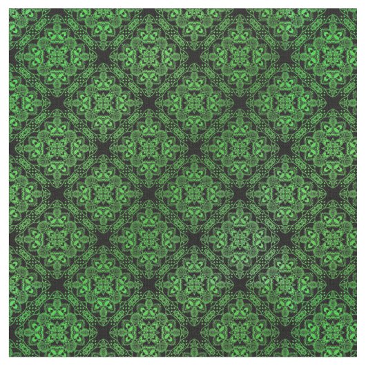 Green Damask Medallion Pattern Stoff (Nahaufnahme)
