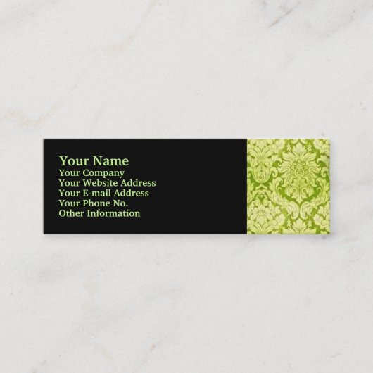 GREEN DAMASK MINI VISITENKARTE (Vorderseite)