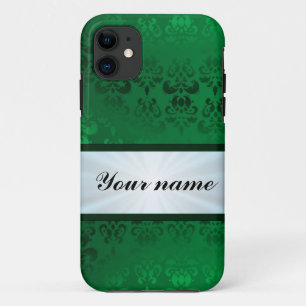 Green Damask mit Ribbon iPhone 11 Hülle