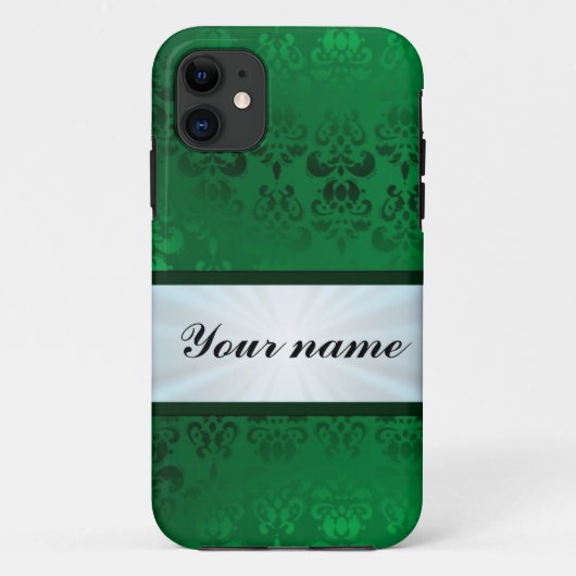 Green Damask mit Ribbon Case-Mate iPhone Hülle (Rückseite)