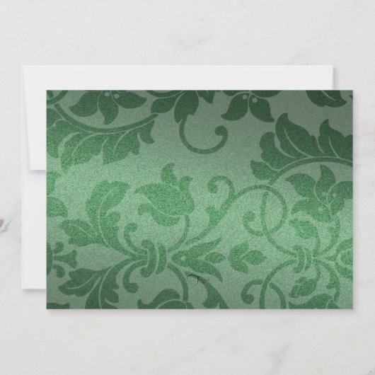 Green Damask mit Snowflake Holiday Party Einladung (Rückseite)