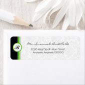 Green Damask Monogram Address Label (Insitu)
