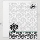 Green Damask Monogram Letterhead (Vorne/Hinten)