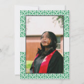 Green Damask Muster Foto Abschluss Einladung (Rückseite)