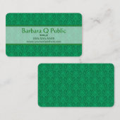 Green Damask Muster Visitenkarte (Vorne/Hinten)