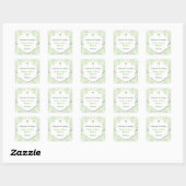 Green Damask neutral gen Christening Baptismus zu  Quadratischer Aufkleber (Blatt)