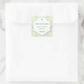 Green Damask neutral gen Christening Baptismus zu  Quadratischer Aufkleber (Tasche)