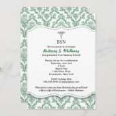 Green Damask Nurine Abschluss Pinning lädt ein Einladung (Vorne/Hinten)