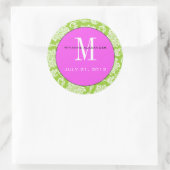 Green Damask Pink Monogram Wedding Sticker (Tasche)