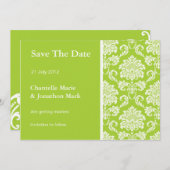 Green Damask Save the Date Karte (Vorne/Hinten)